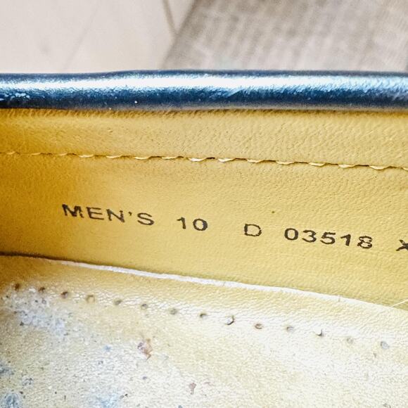 Cole Haan Shoes Mens 10 Black Leather Kiltie Fringe Loafers Buckle Slip On Dress - Picture 10 of 11